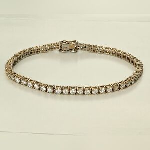 925 Sterling Silver Yellow Gold-Plated Tennis Bracelet 7.5" Cubic Zirconia VTG